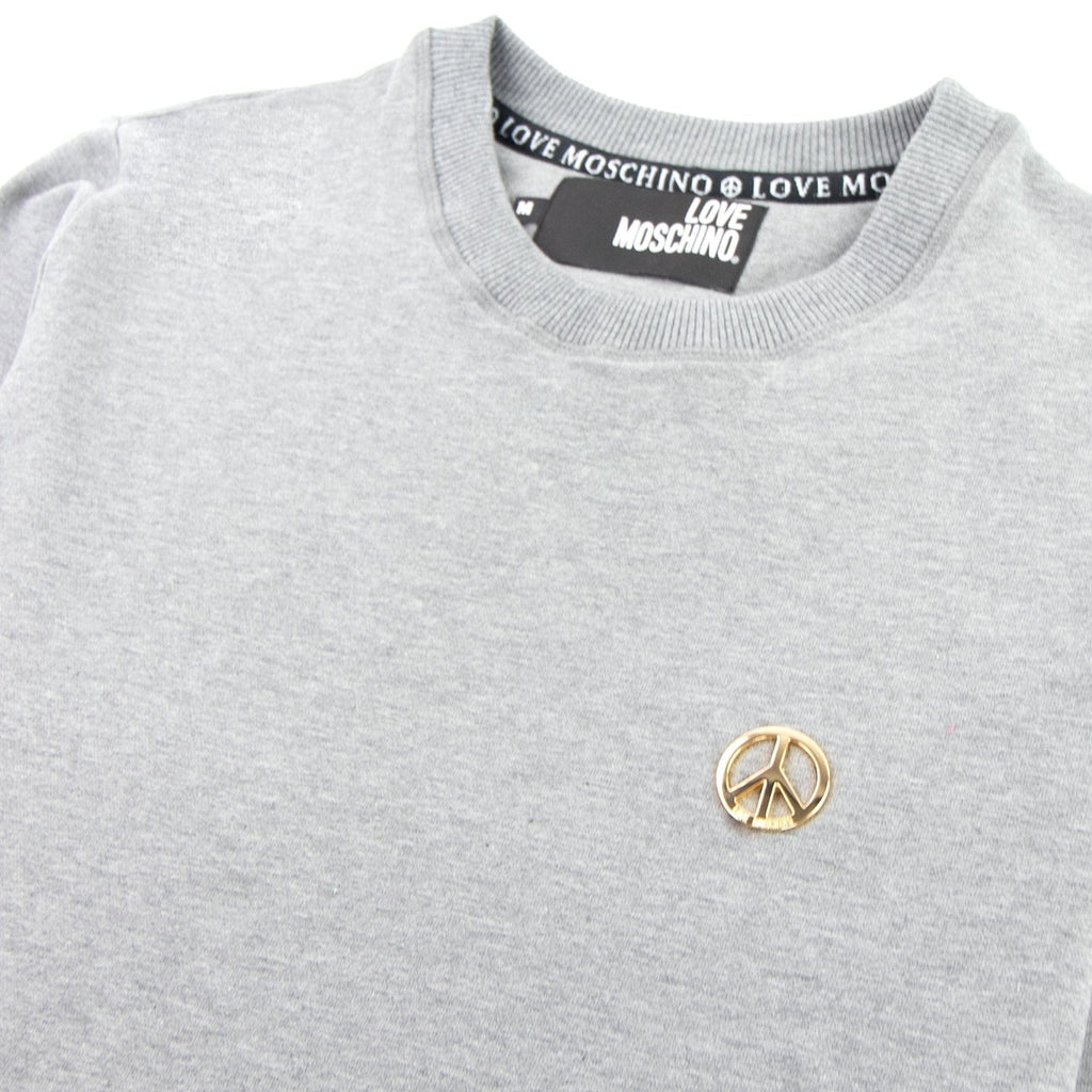 Love Moschino Gold Peace Logo Sweatshirt Grey