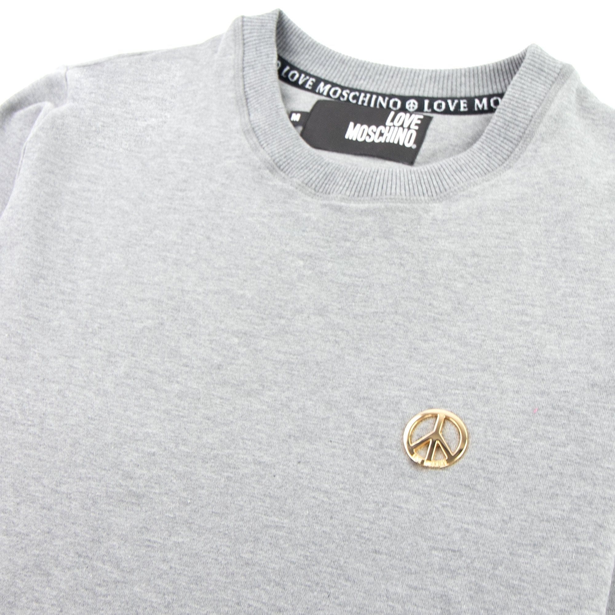 Love Moschino Gold Peace Logo Sweatshirt Grey