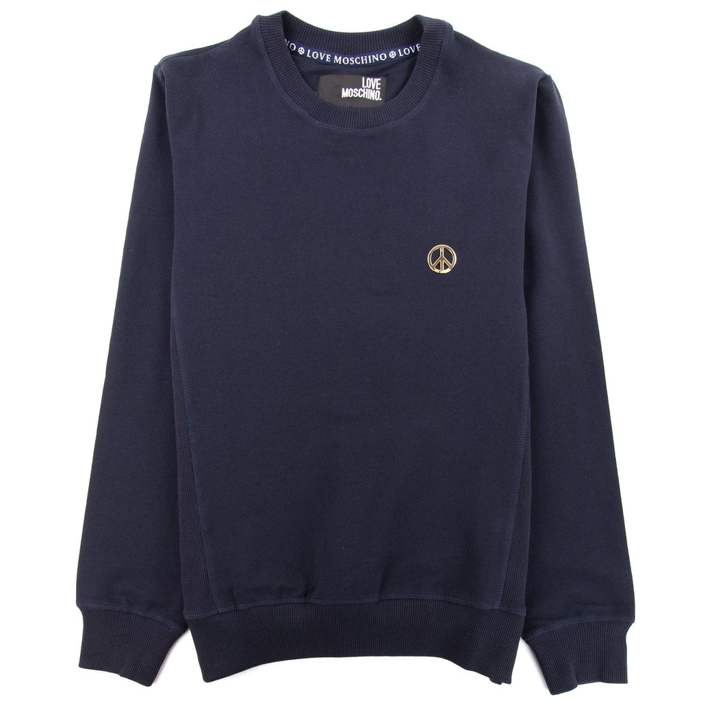 Love Moschino Gold Peace Logo Sweatshirt Navy