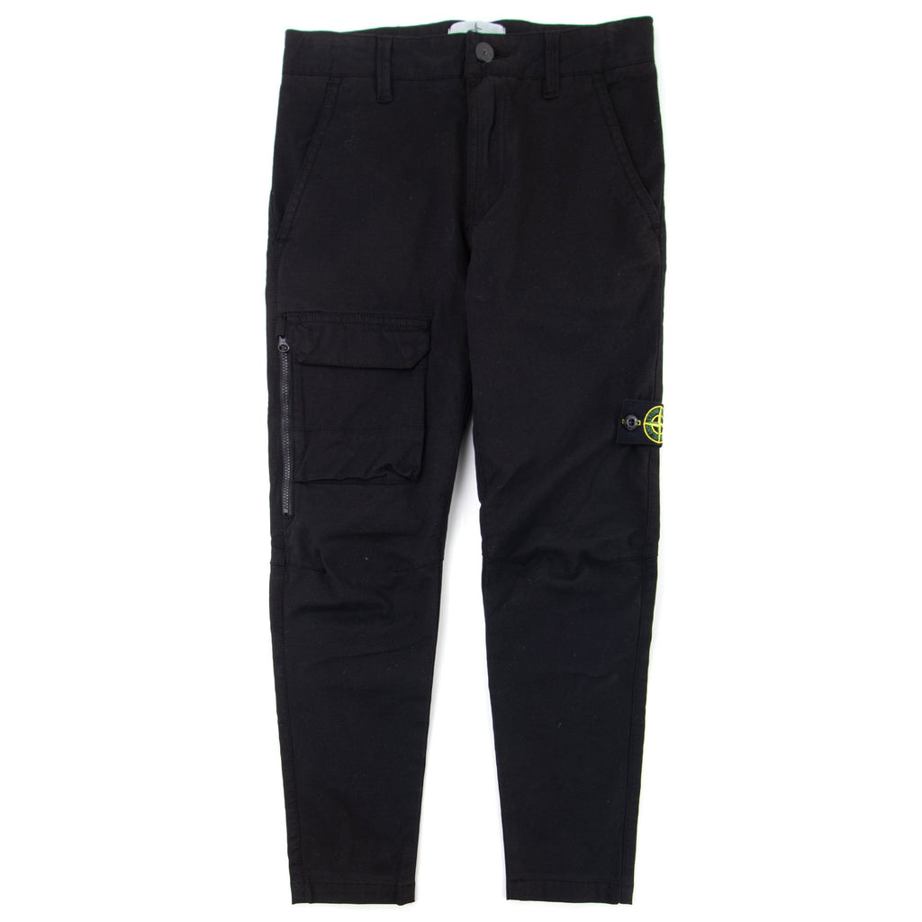 Stone Island Junior Front Pocket Skinny Cargo Trouser Black V0029