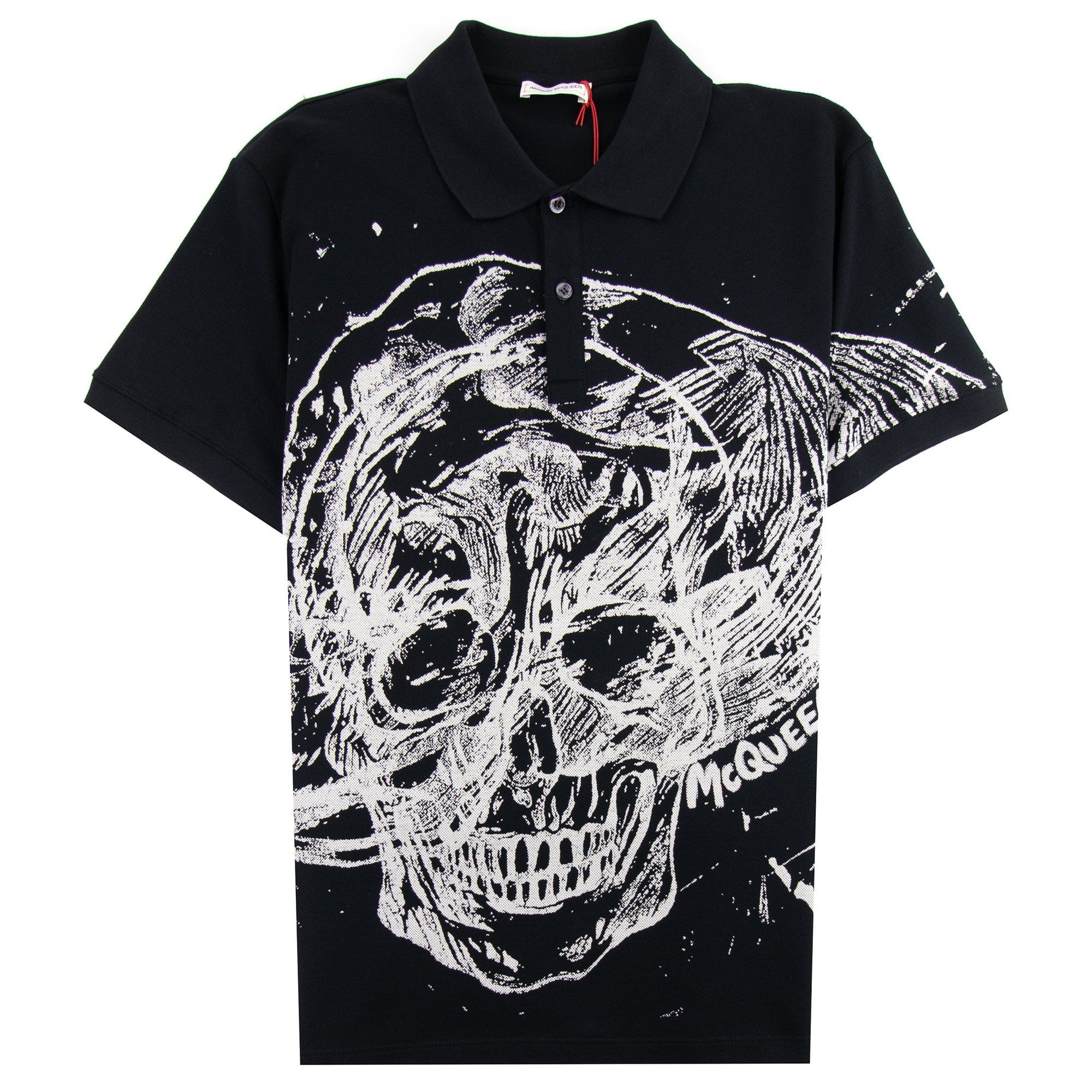 Alexander McQueen Skull Printed Piquet Polo Shirt Black