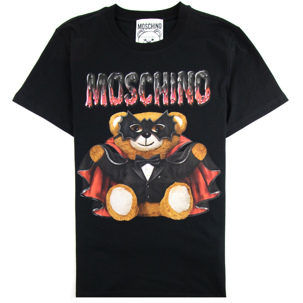 Moschino Couture Jersey T-shirt Bat Teddy Bear Black