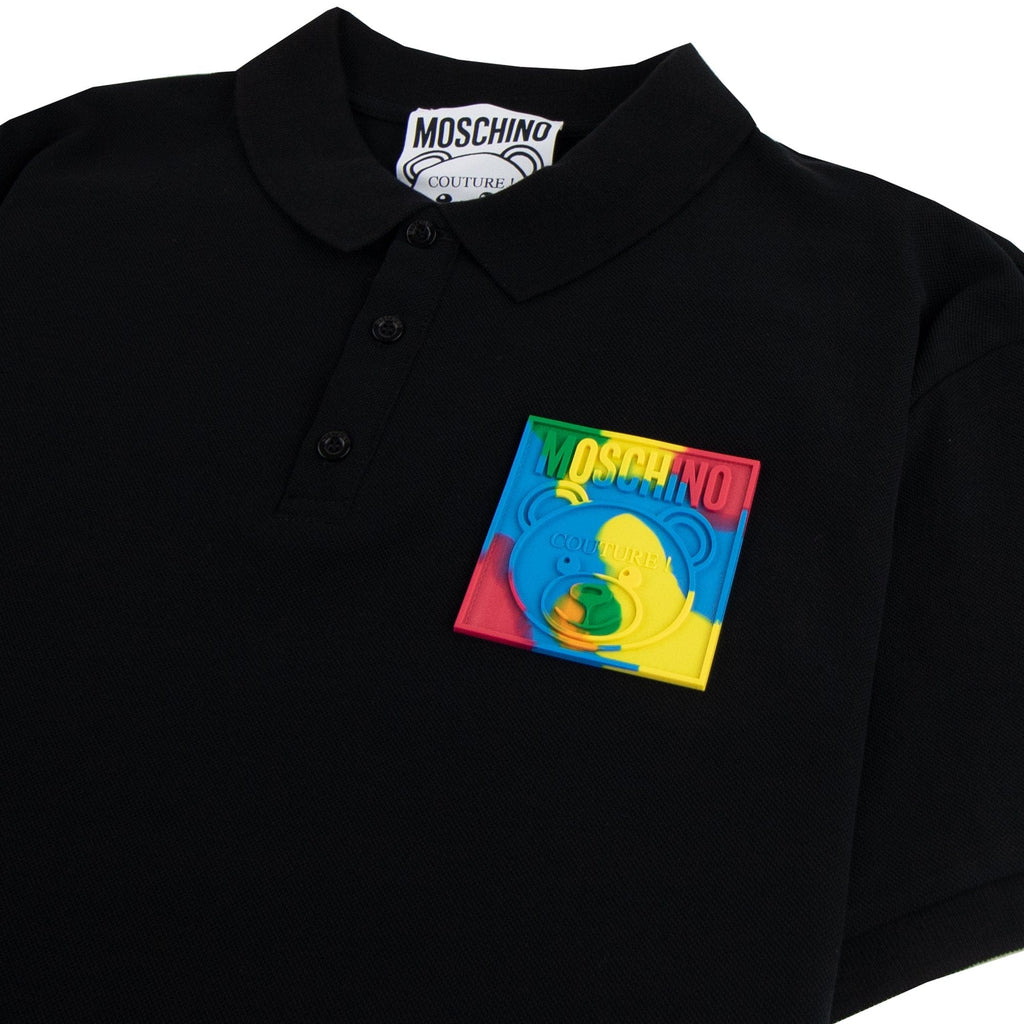 Moschino Couture Teddy Logo Polo Shirt Black