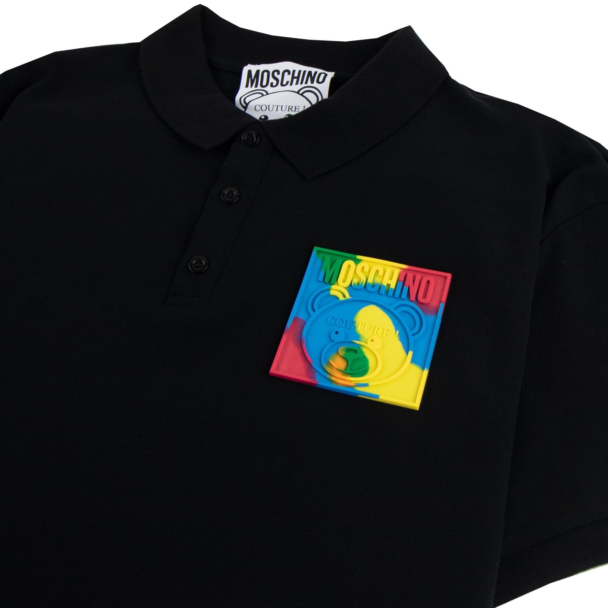Moschino Couture Teddy Logo Polo Shirt Black