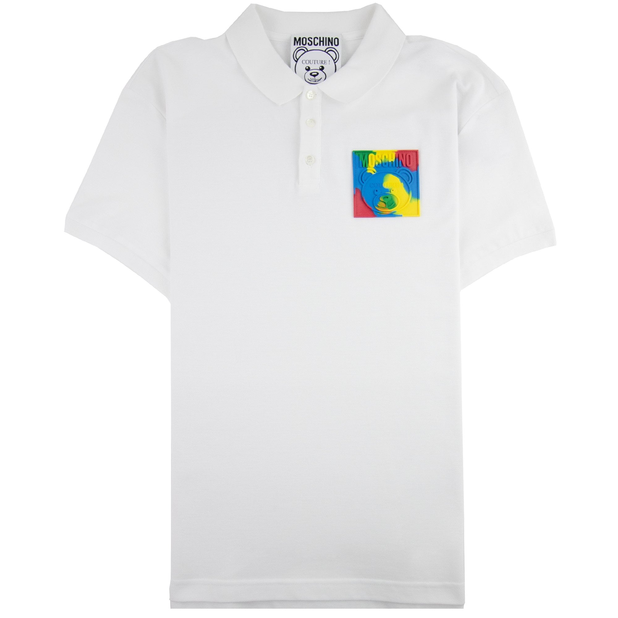 Moschino Couture Teddy Logo Polo Shirt White