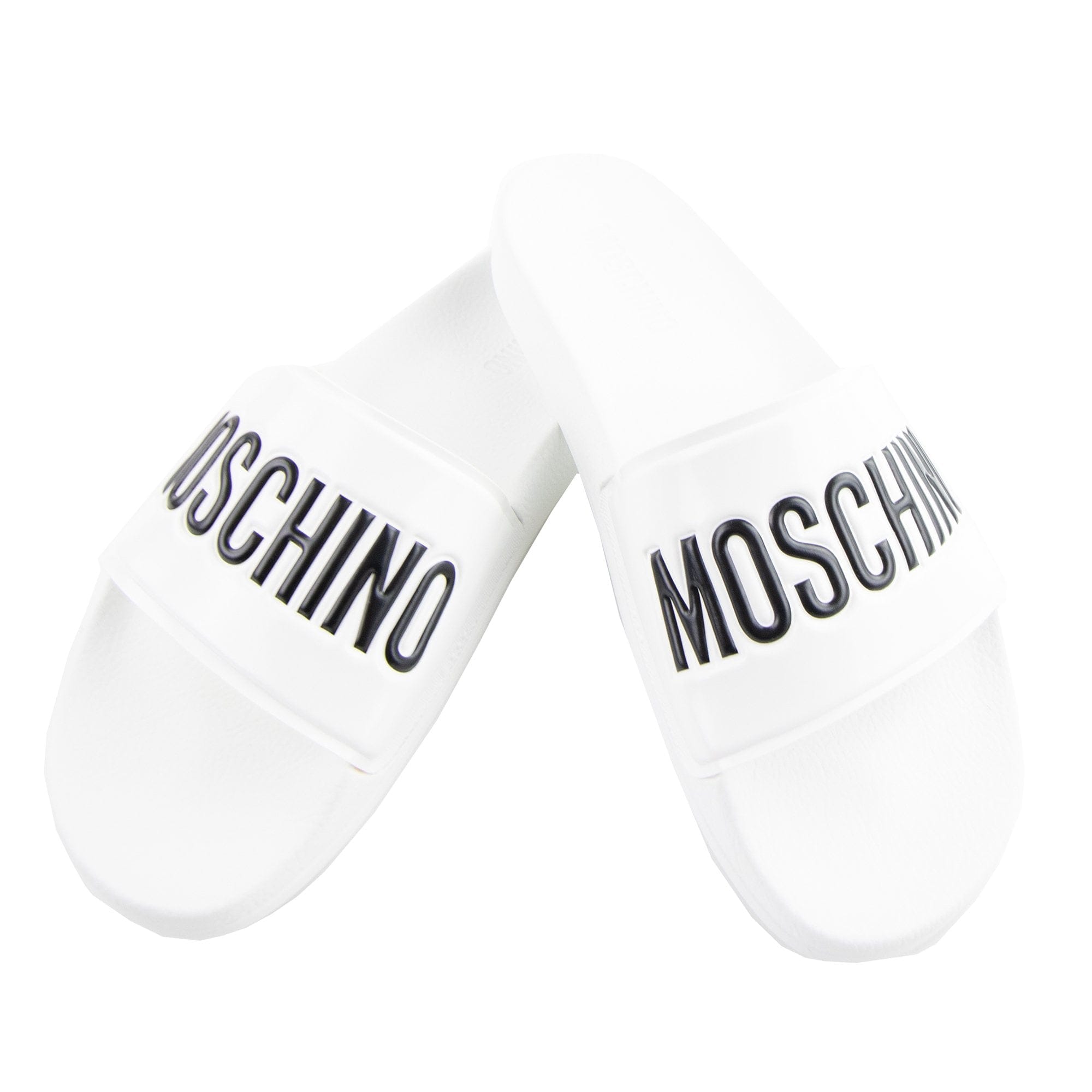 Moschino Couture Pool Slides With Logo White
