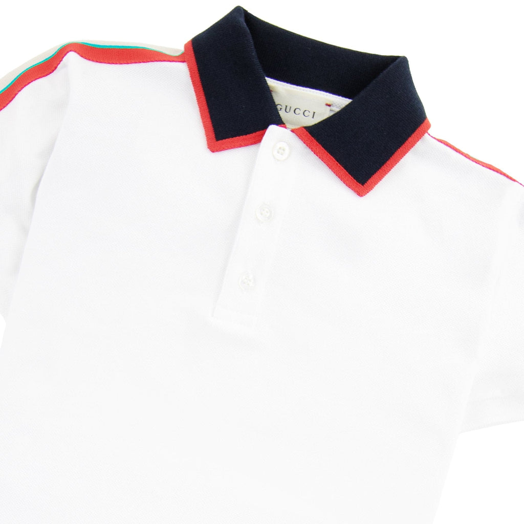 Gucci Junior Arm Logo Polo Shirt White