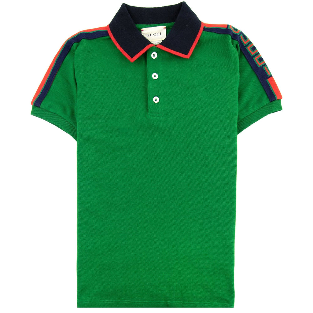 Gucci Junior Arm Logo Polo Shirt Green