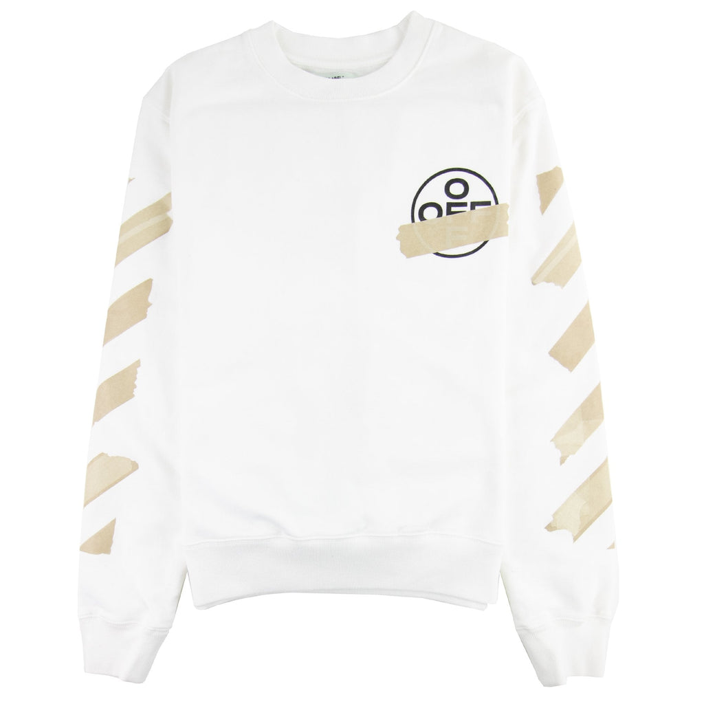 Off White Tape Arrows Cotton Sweatshirt White
