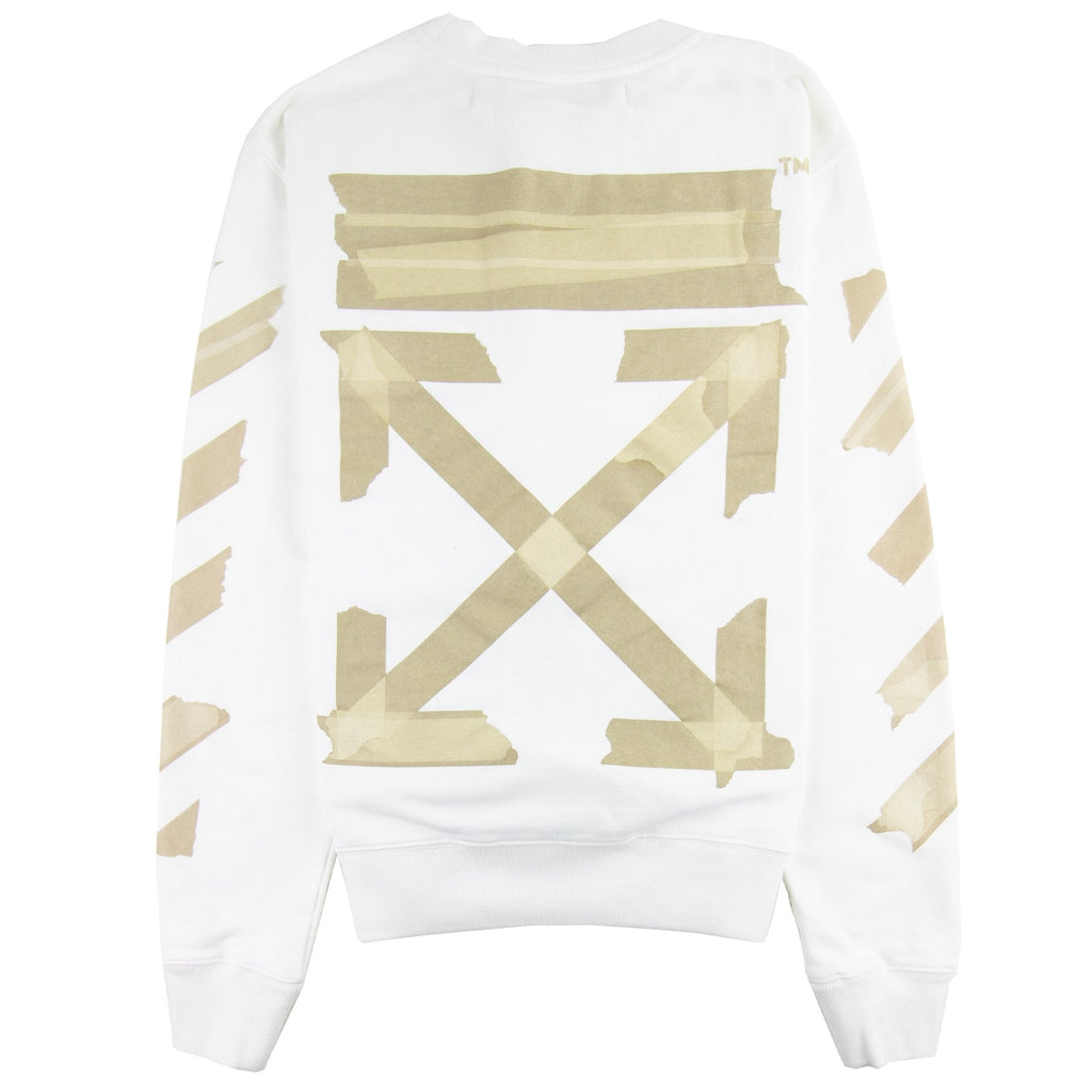 Off White Tape Arrows Cotton Sweatshirt White