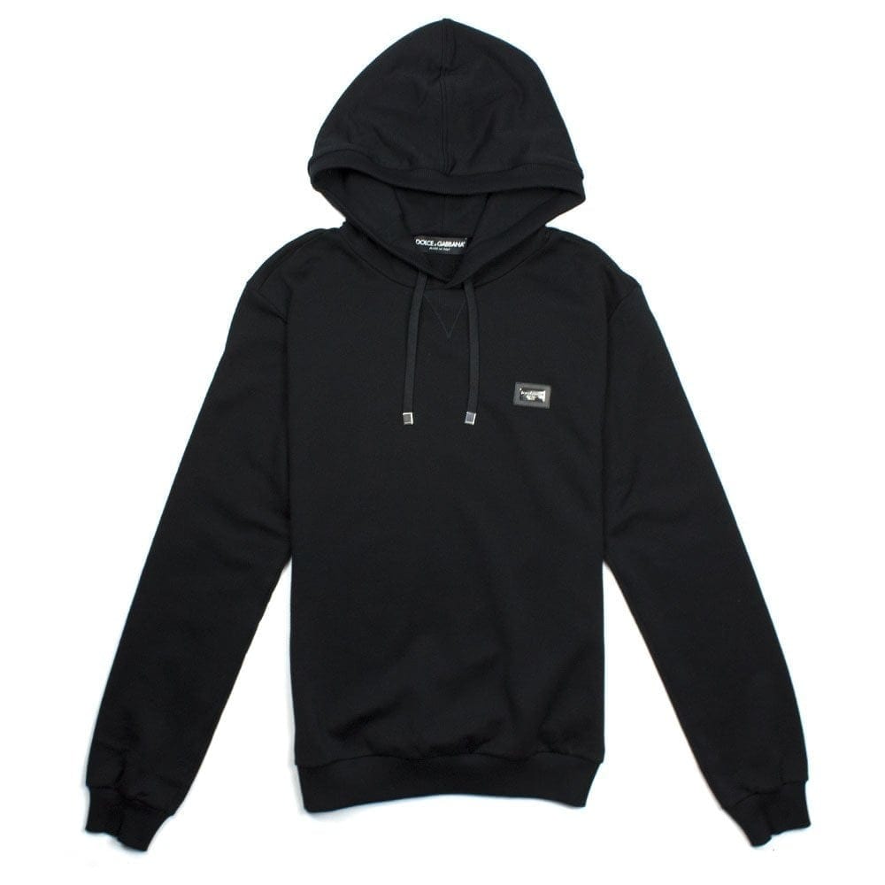 Dolce & Gabbana Metal Logo Patch Hoodie Black N0000