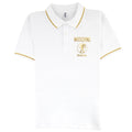 Moschino Swim Flamingo Print Short Sleeve Polo Shirt White 0001