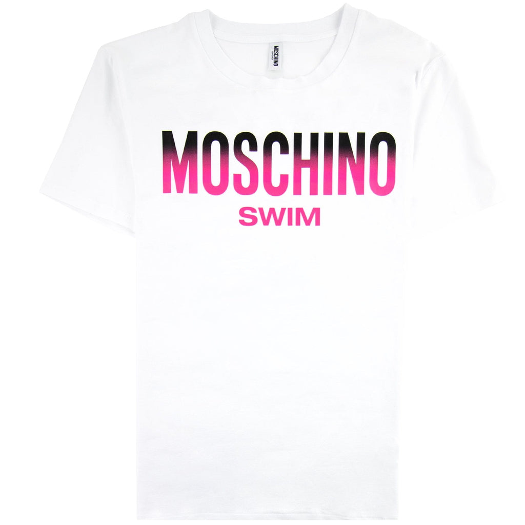 Moschino Swim Swim Logo Print T Shirt White 0001