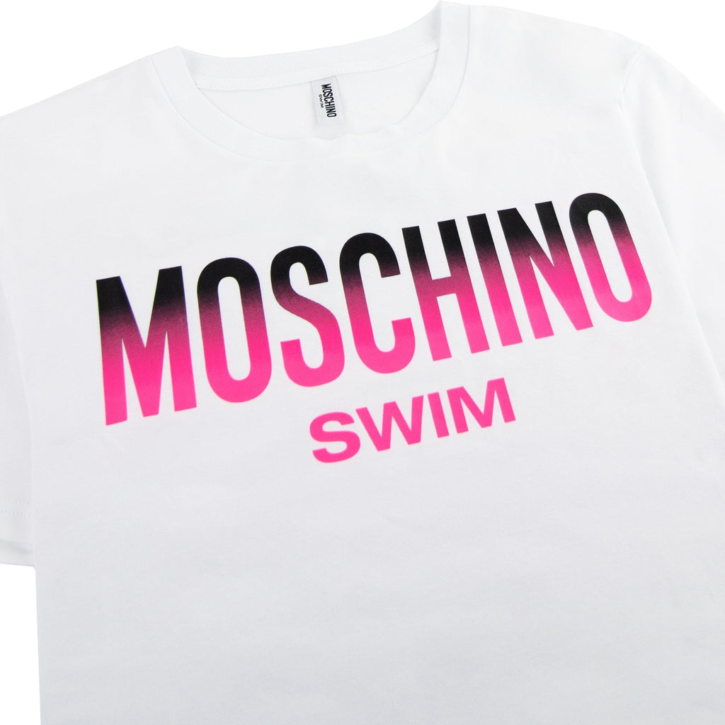 Moschino Swim Swim Logo Print T Shirt White 0001