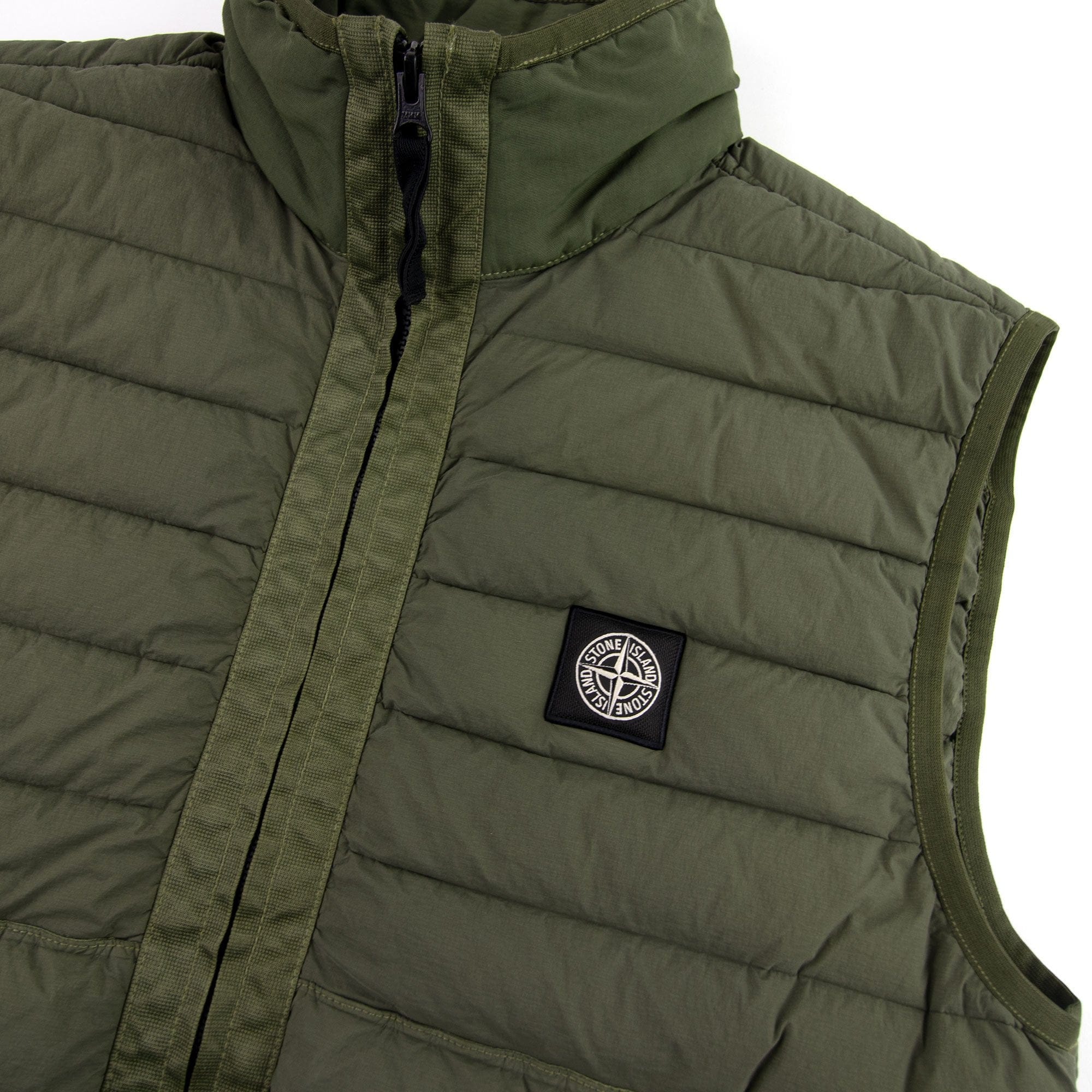Stone Island G0125 Loom Woven Lightweight Down Gilet Khaki V0058