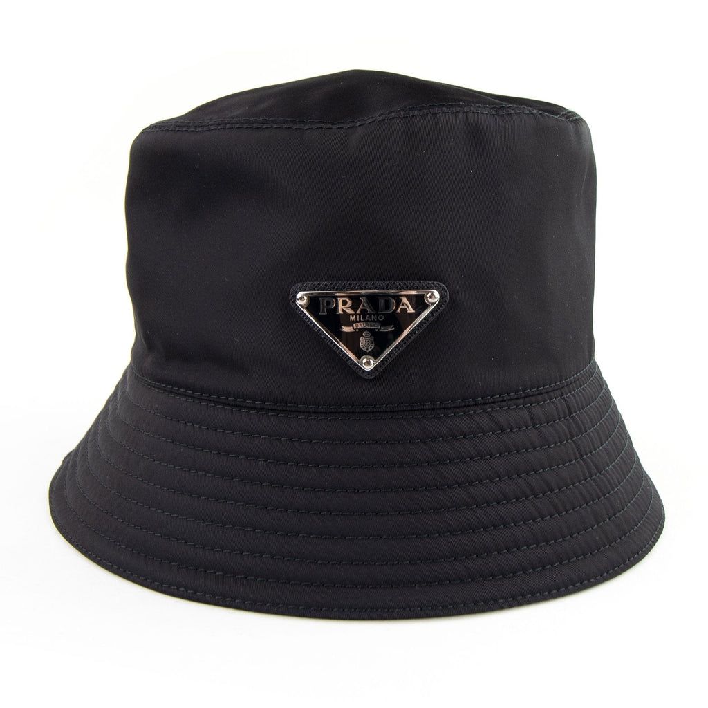 Prada Nylon Logo Bucket Hat Nero