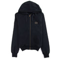 Dolce&Gabbana Gold Metal Logo Patch Zip Up Hoody Black