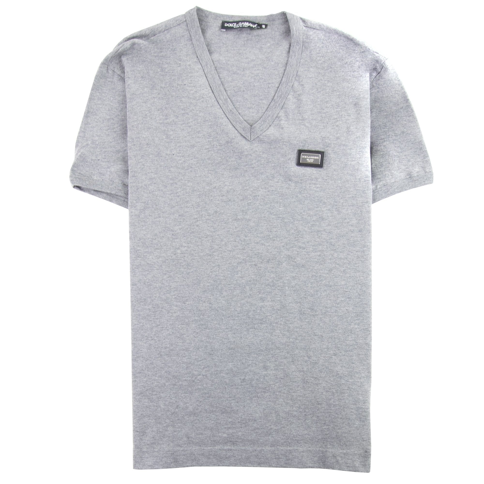Dolce&Gabbana Metal Logo V Neck T-shirt Grey S8291