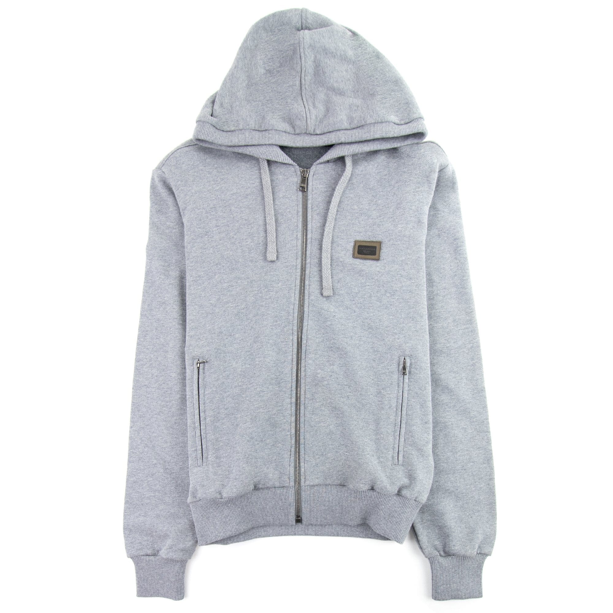 Dolce&Gabbana Metal Logo Zip Up Hoody Grey S8291