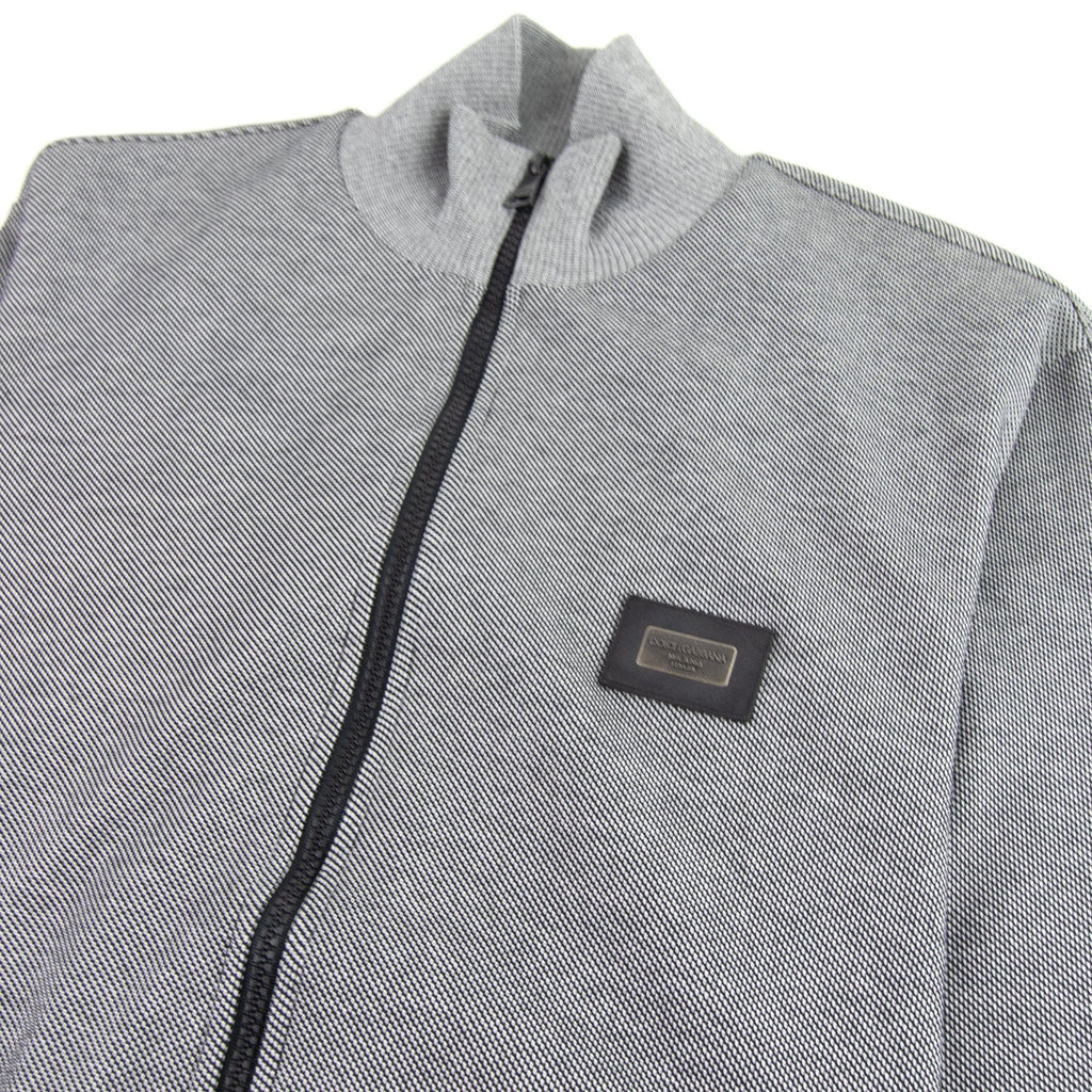Dolce & Gabbana Metal Logo Zip Up Funnel Neck Jacket Grey Marl S8030