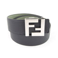 Fendi FF Leather Belt Grey/Green