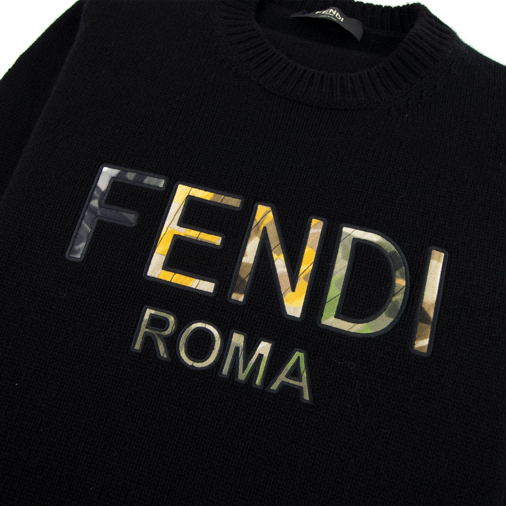 Fendi Logo Cashmere Applique Sweatshirt