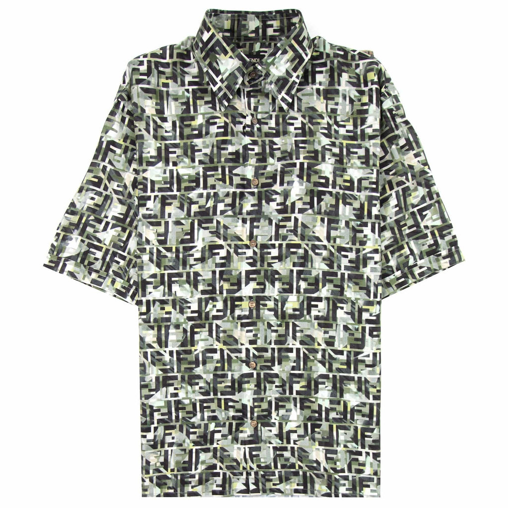 Fendi Camouflage FF Print Shirt Green