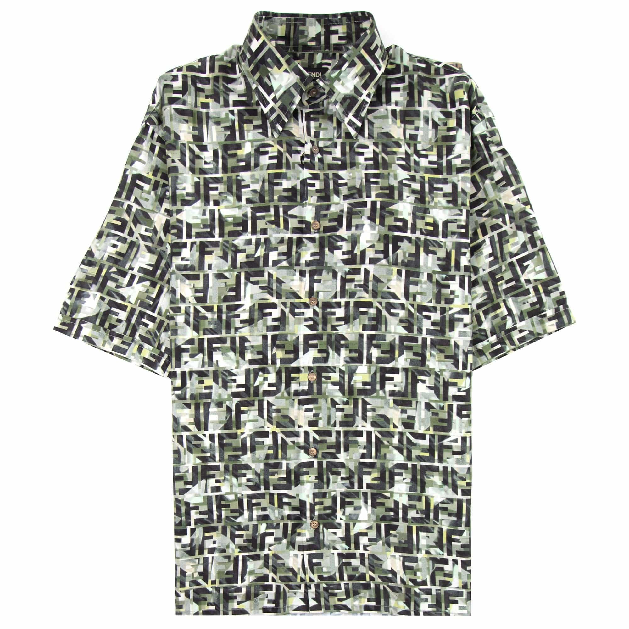 Fendi Camouflage FF Print Shirt Green