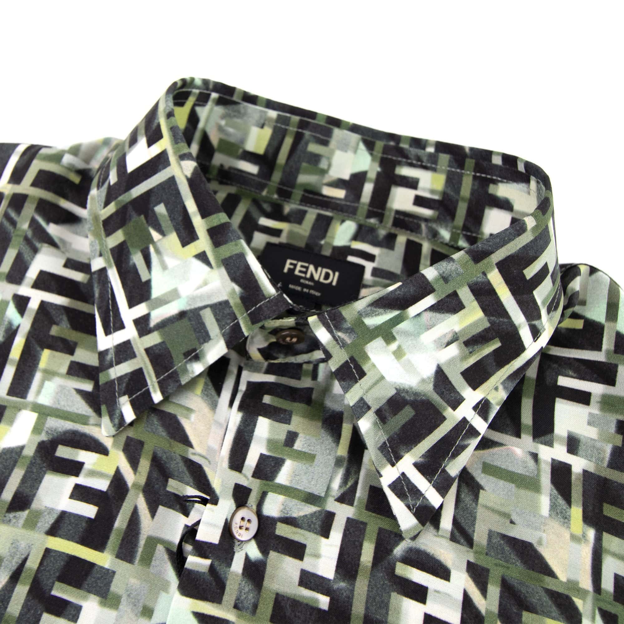 Fendi Camouflage FF Print Shirt Green