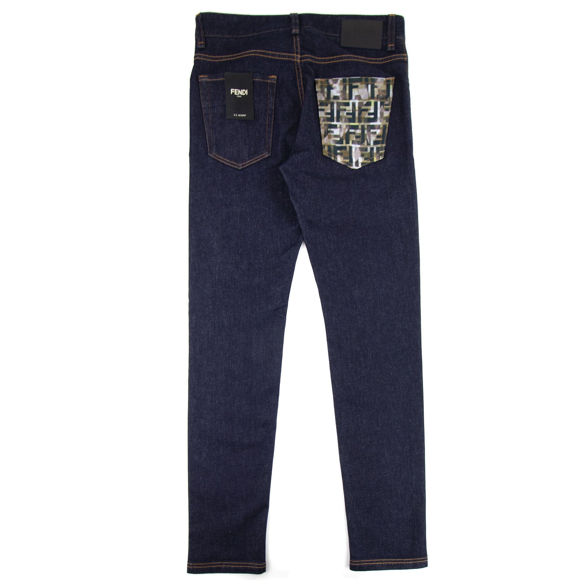 Fendi Camouflage Pocket U.S. Skinny Jeans Dark Blue