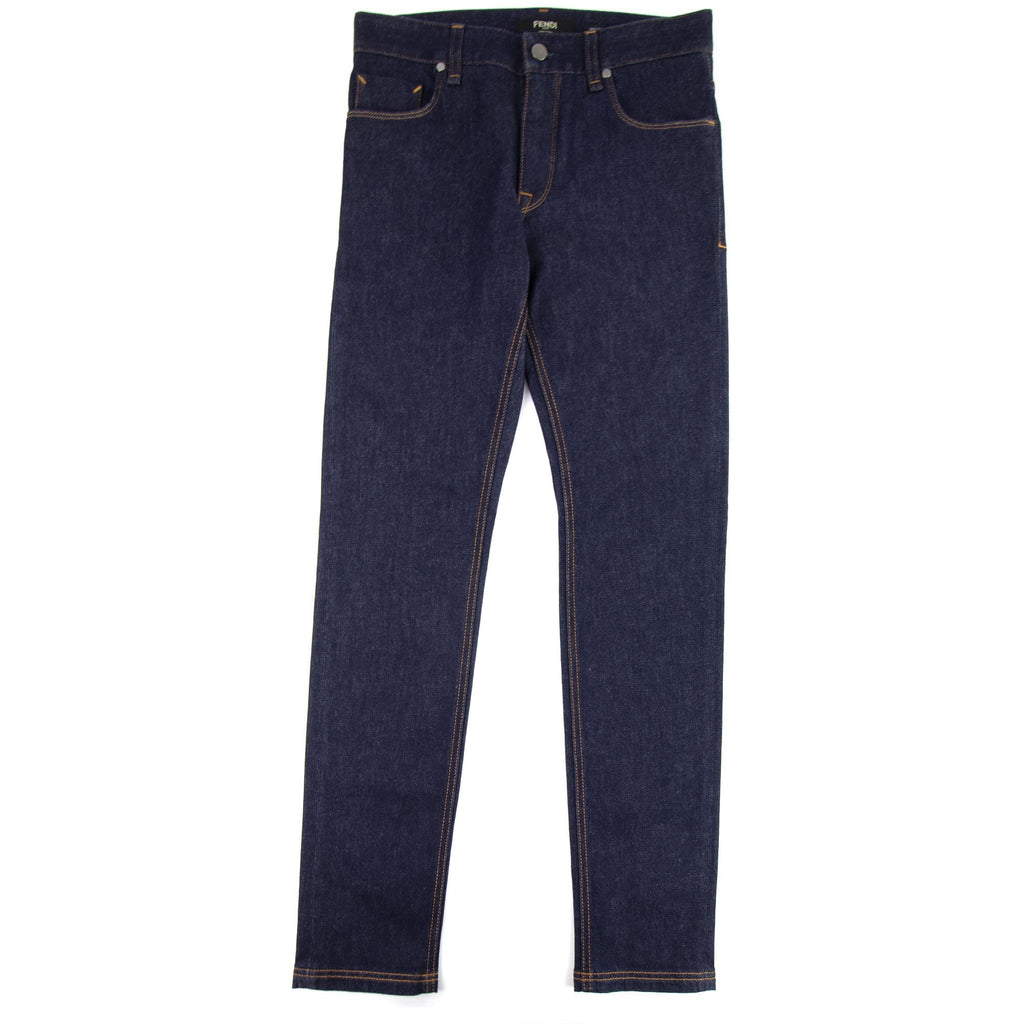 Fendi Camouflage Pocket U.S. Skinny Jeans Dark Blue