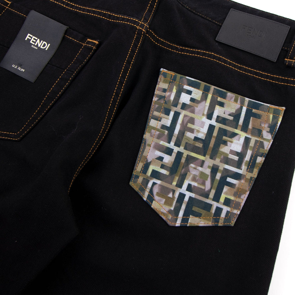 Fendi Camouflage Pocket U.S. Slim Jeans Nero