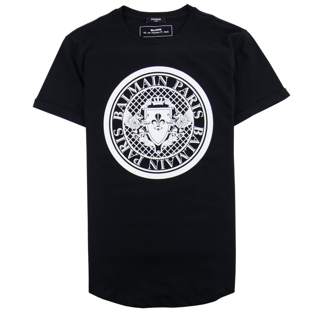 Balmain Cotton T-shirt Velvet Medallion Black