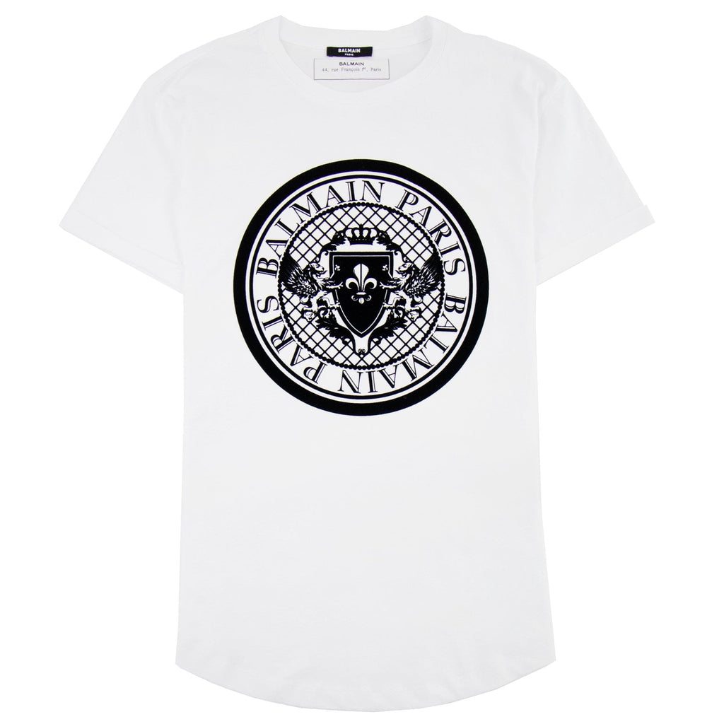 Balmain Cotton T-shirt With Velvet Medallion White