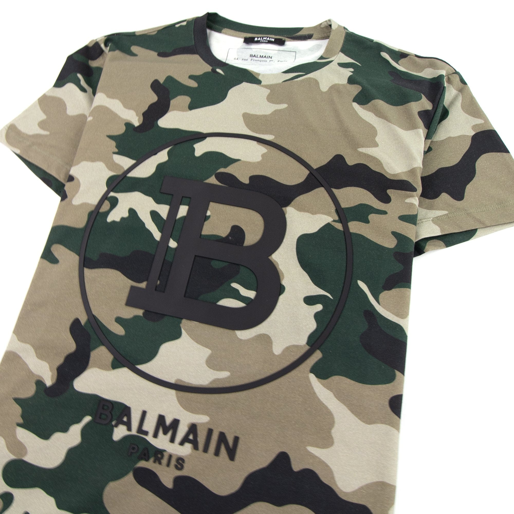 Balmain Logo Cotton T-shirt Camo