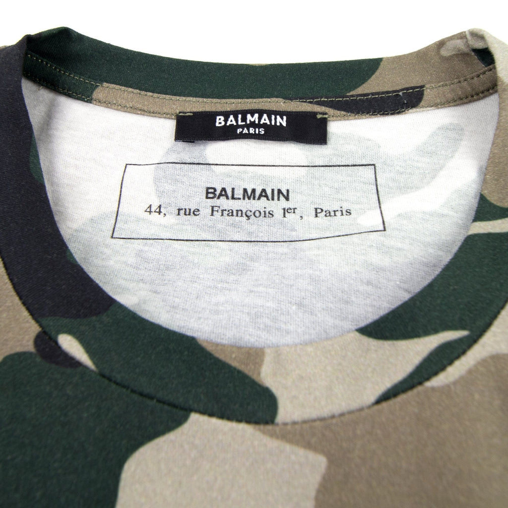 Balmain Logo Cotton T-shirt Camo