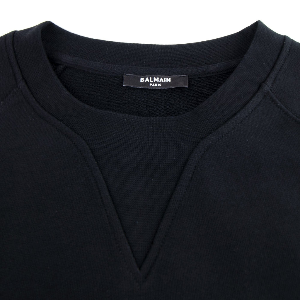Balmain Silver Logo Cotton Sweatshirt Black