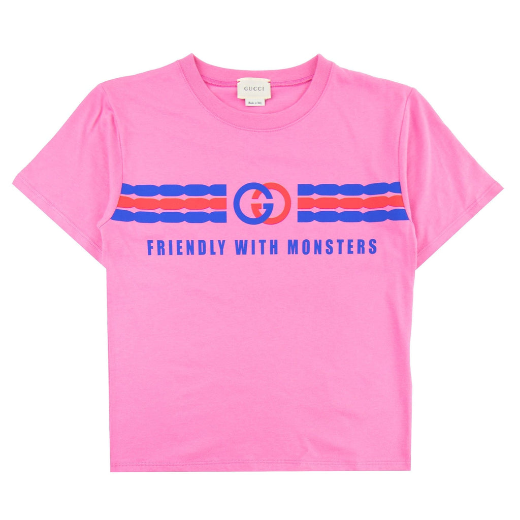 Gucci Junior Interlocking G Print Cotton T-shirt Pink