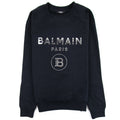 Balmain Silver Logo Cotton Sweatshirt Black