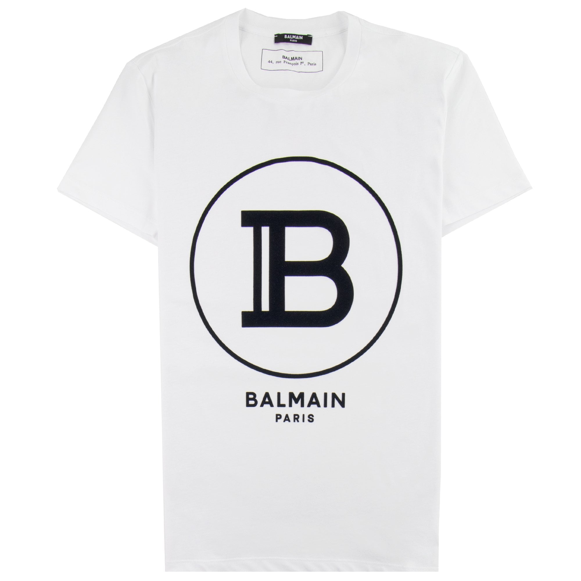 Balmain Printed Balmain Paris Logo T Shirt White