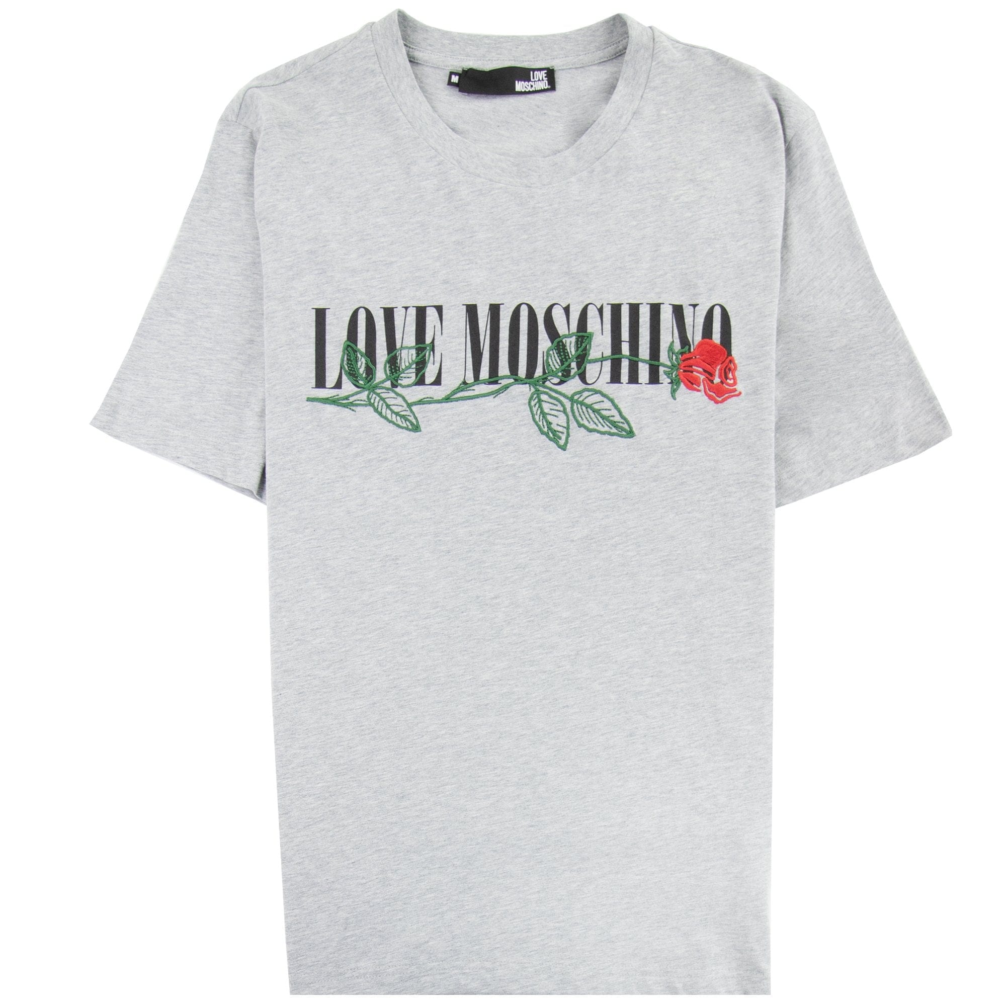 Love Moschino Rose Logo T-shirt Grey