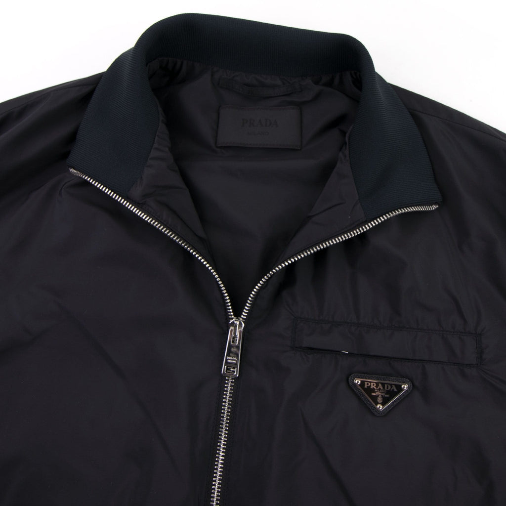 Prada Nylon Gabardine Blouson Chest Logo Jacket Nero