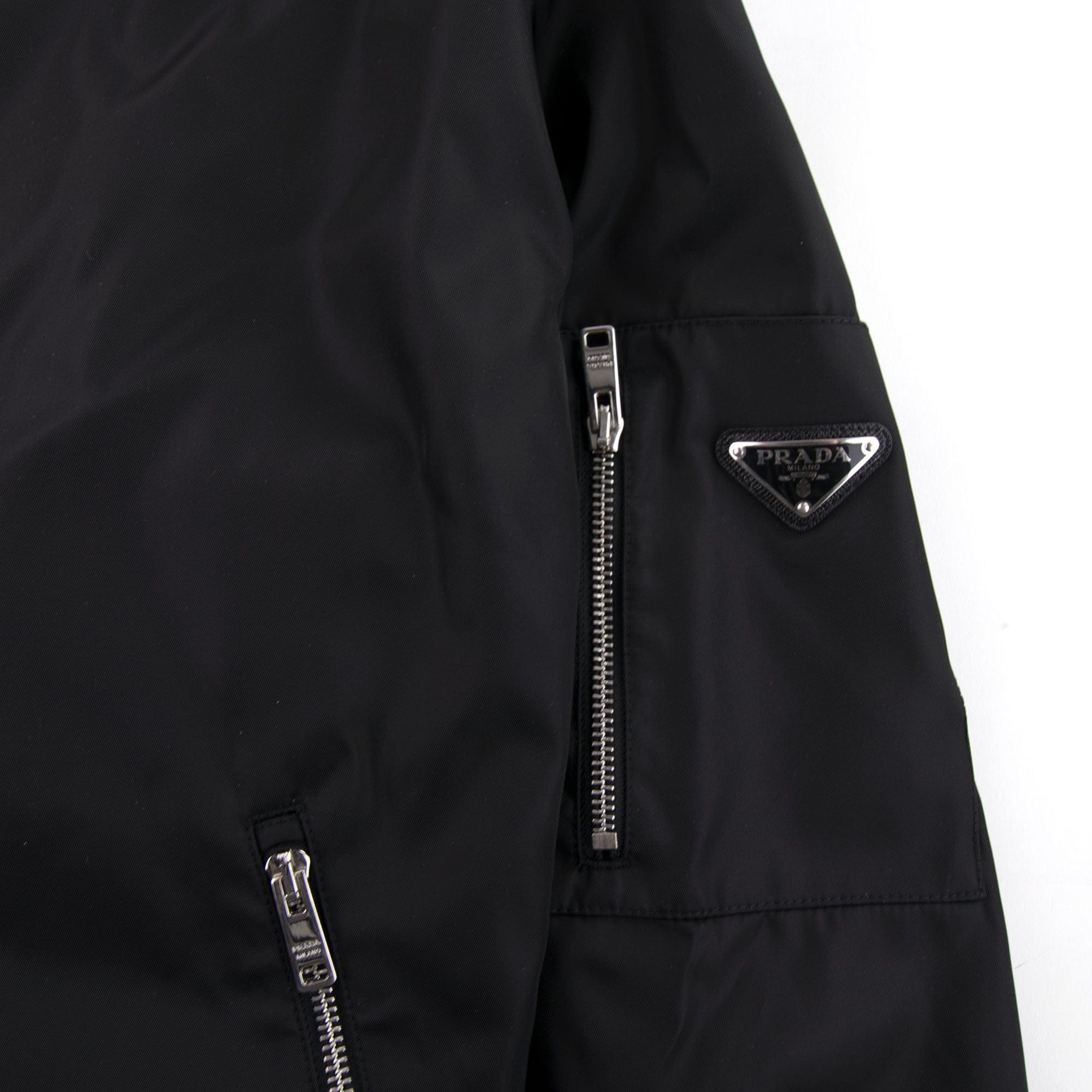Prada Gabardine Nylon Bomber Jacket Nero