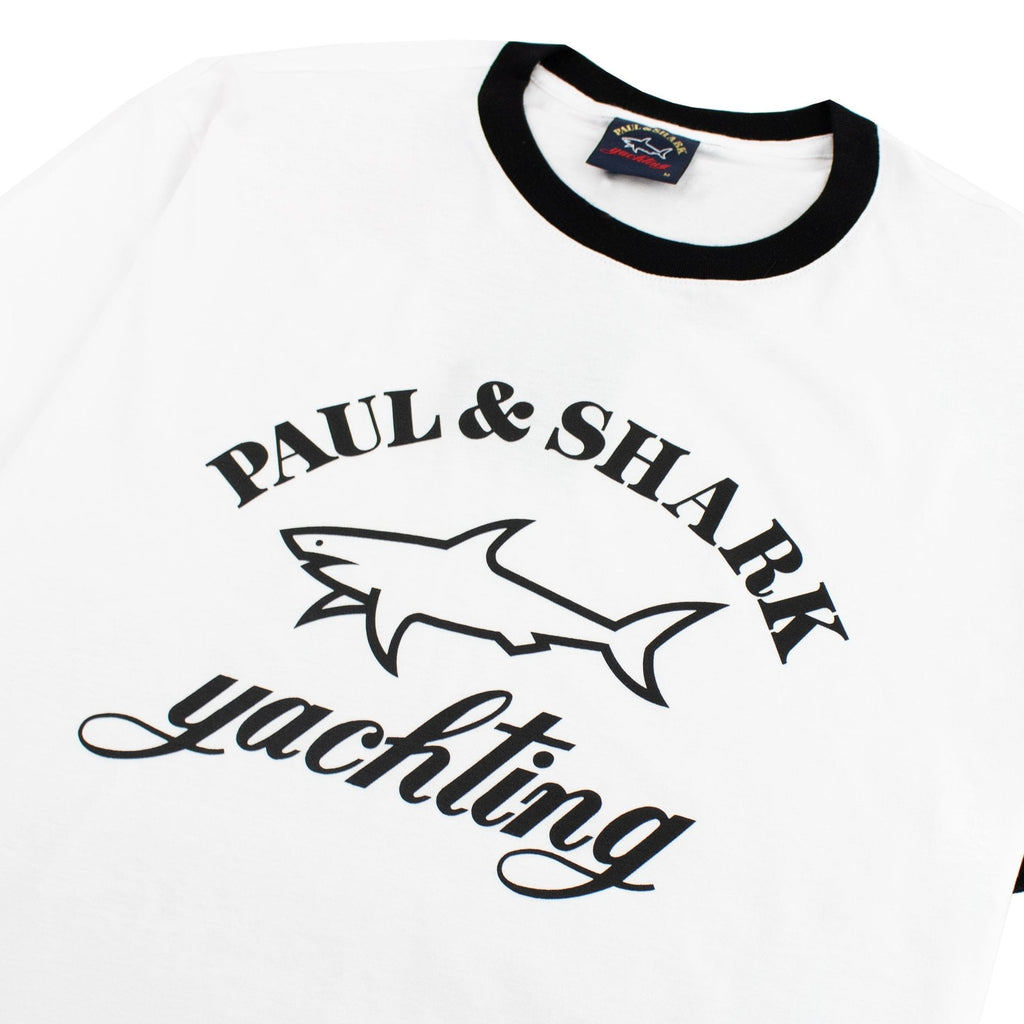 Paul And Shark Logo Print Ringer T-shirt White