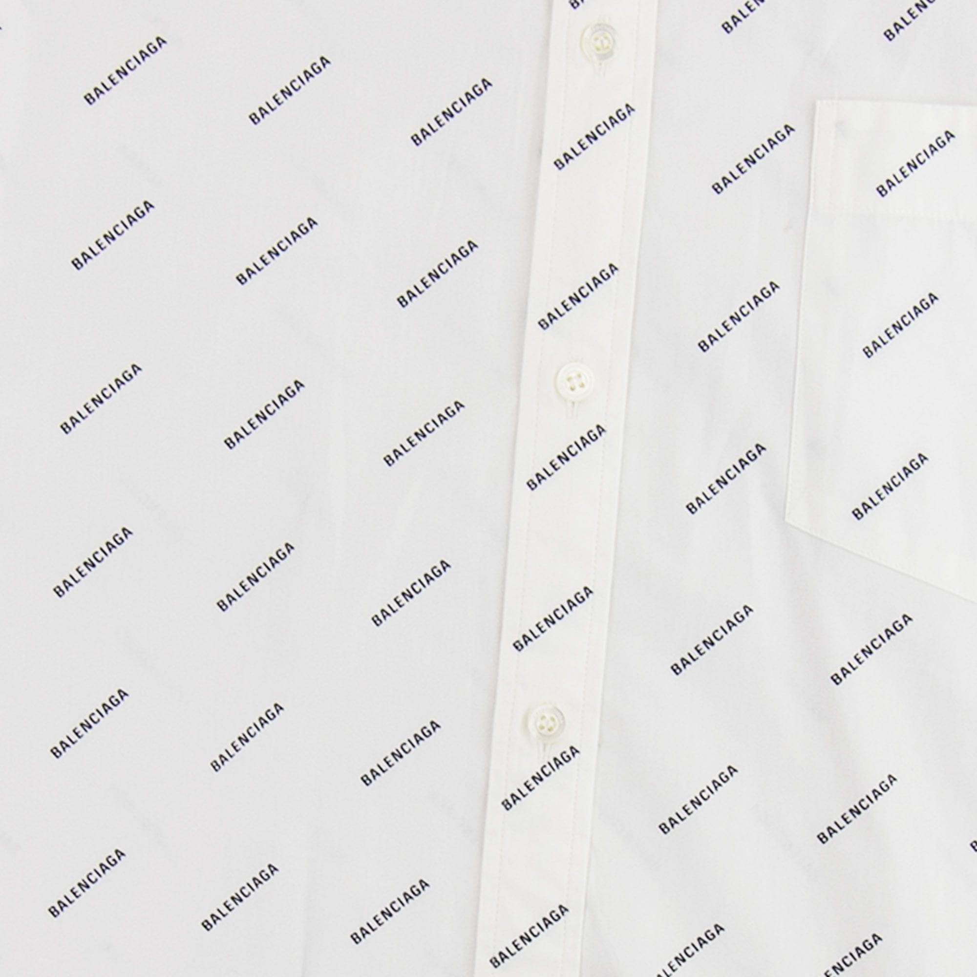 Balenciaga All Over Logo Short Sleeve Shirt White