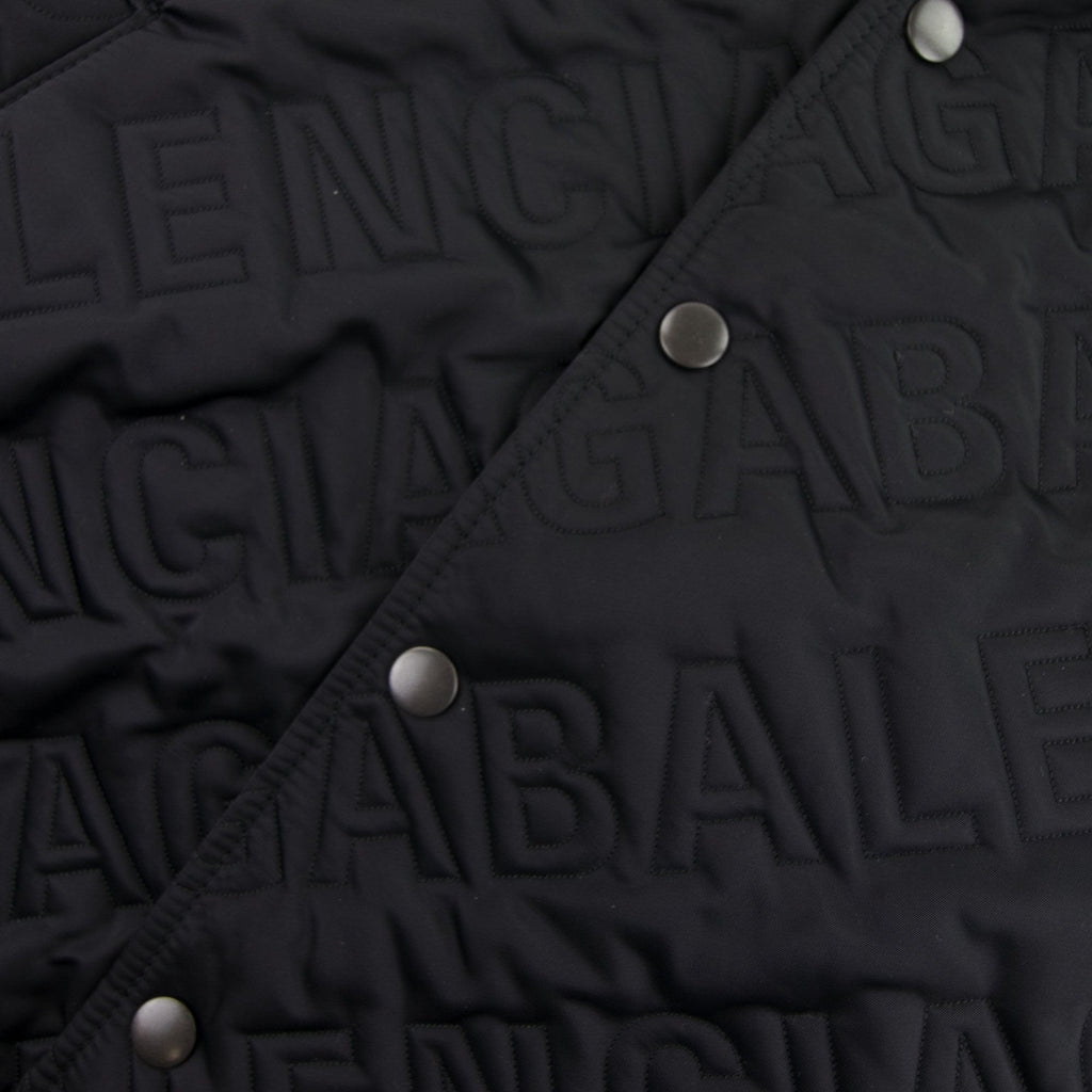 Balenciaga Allover Logo Quilted Bomber Black