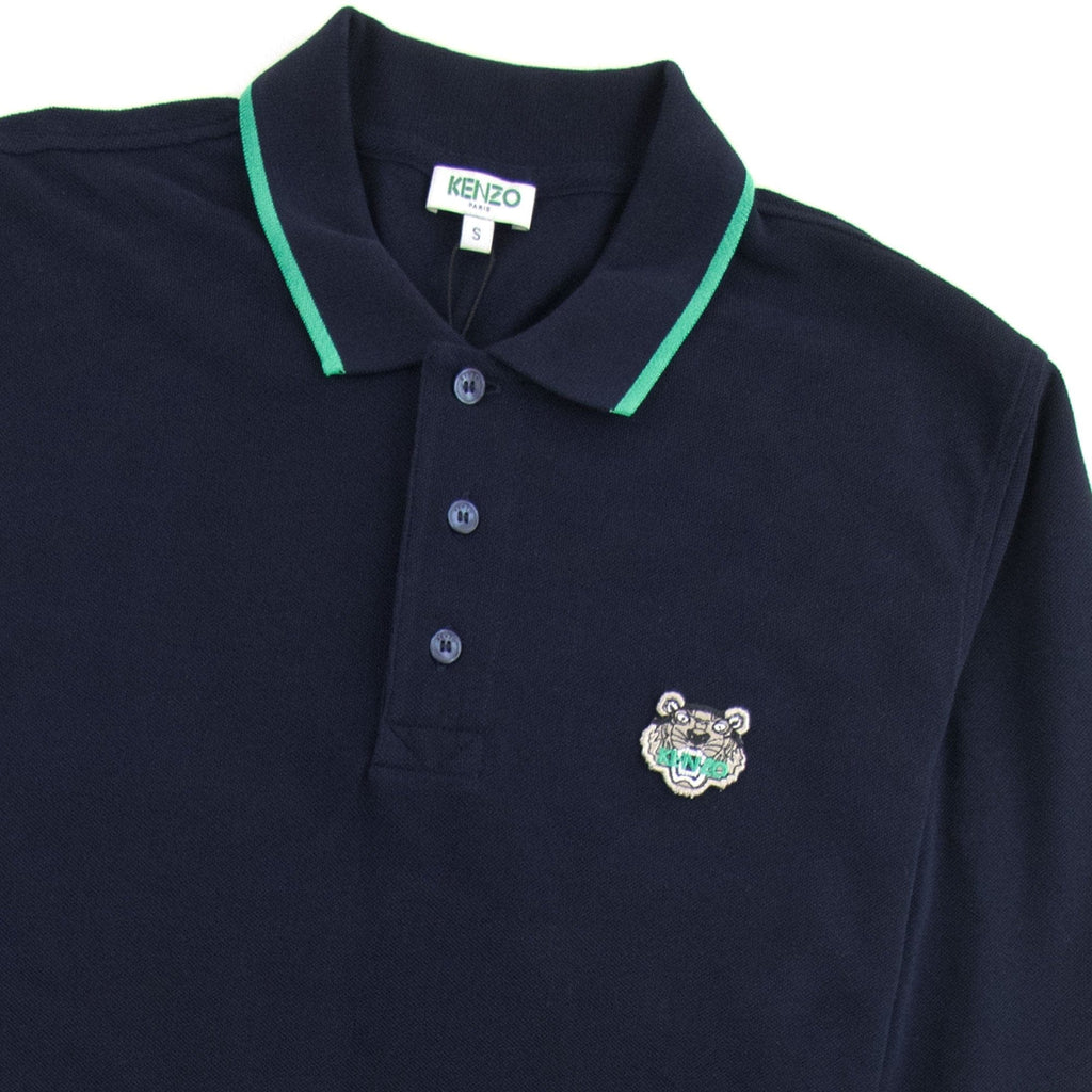 Kenzo Tiger Logo Long Sleeve Polo Navy Blue