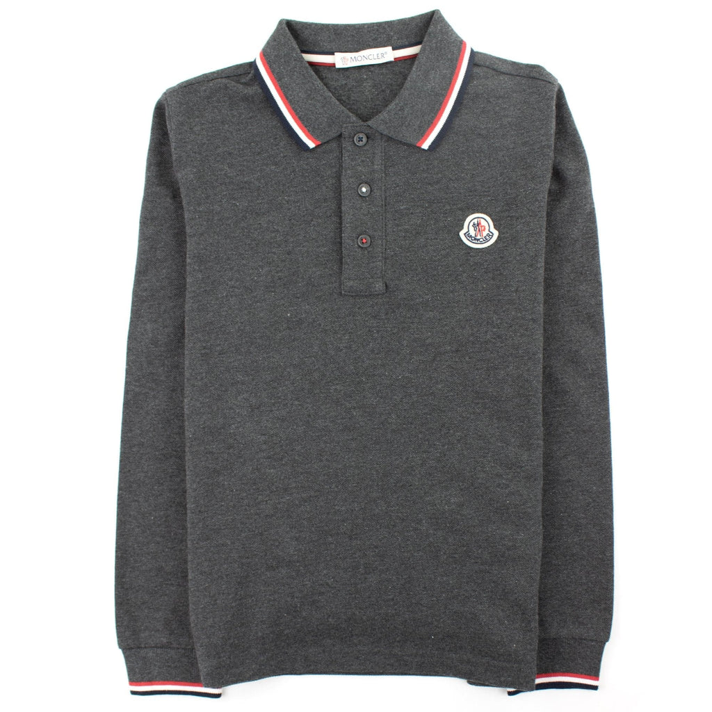 Moncler Junior Long Sleeve Polo Grey