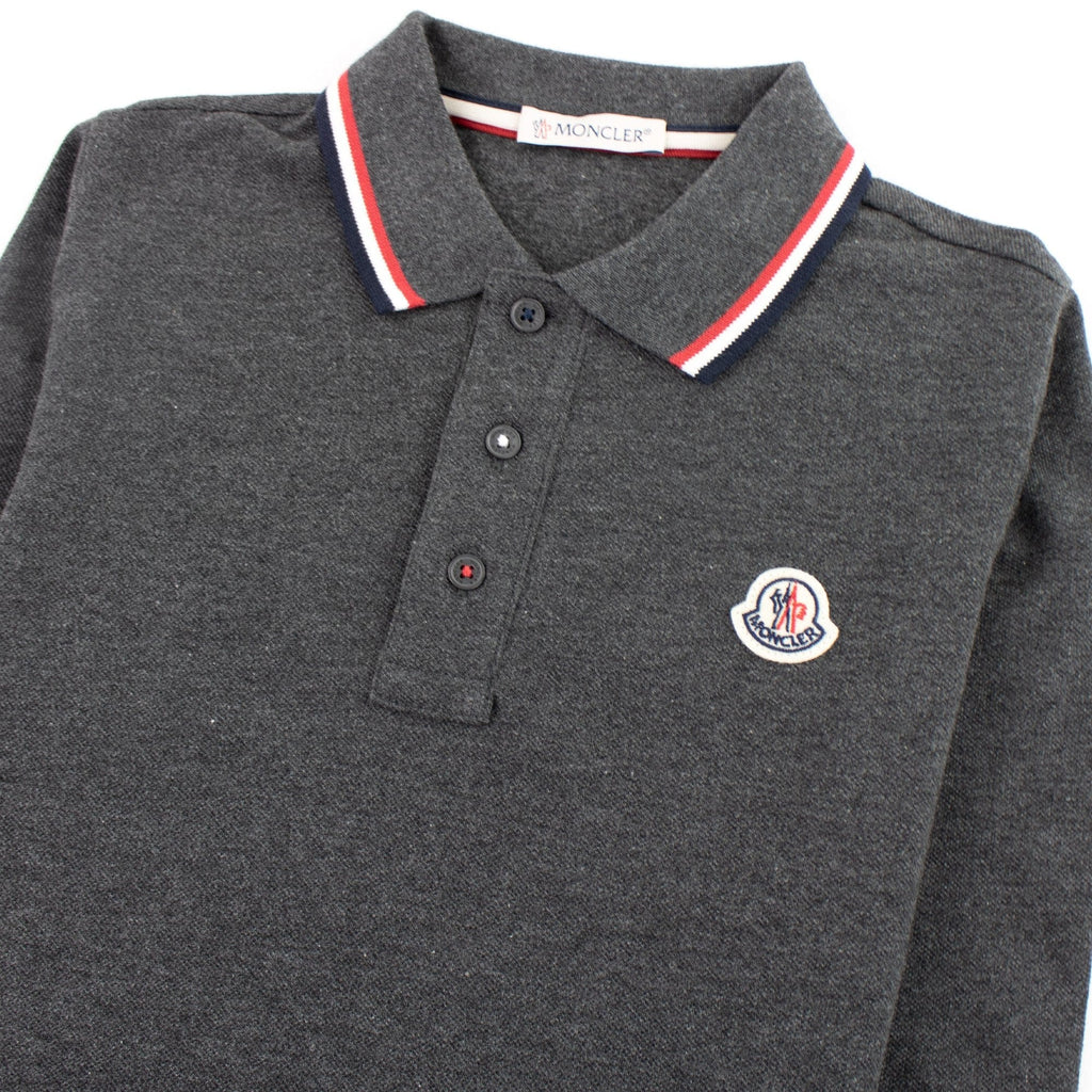 Moncler Junior Long Sleeve Polo Grey