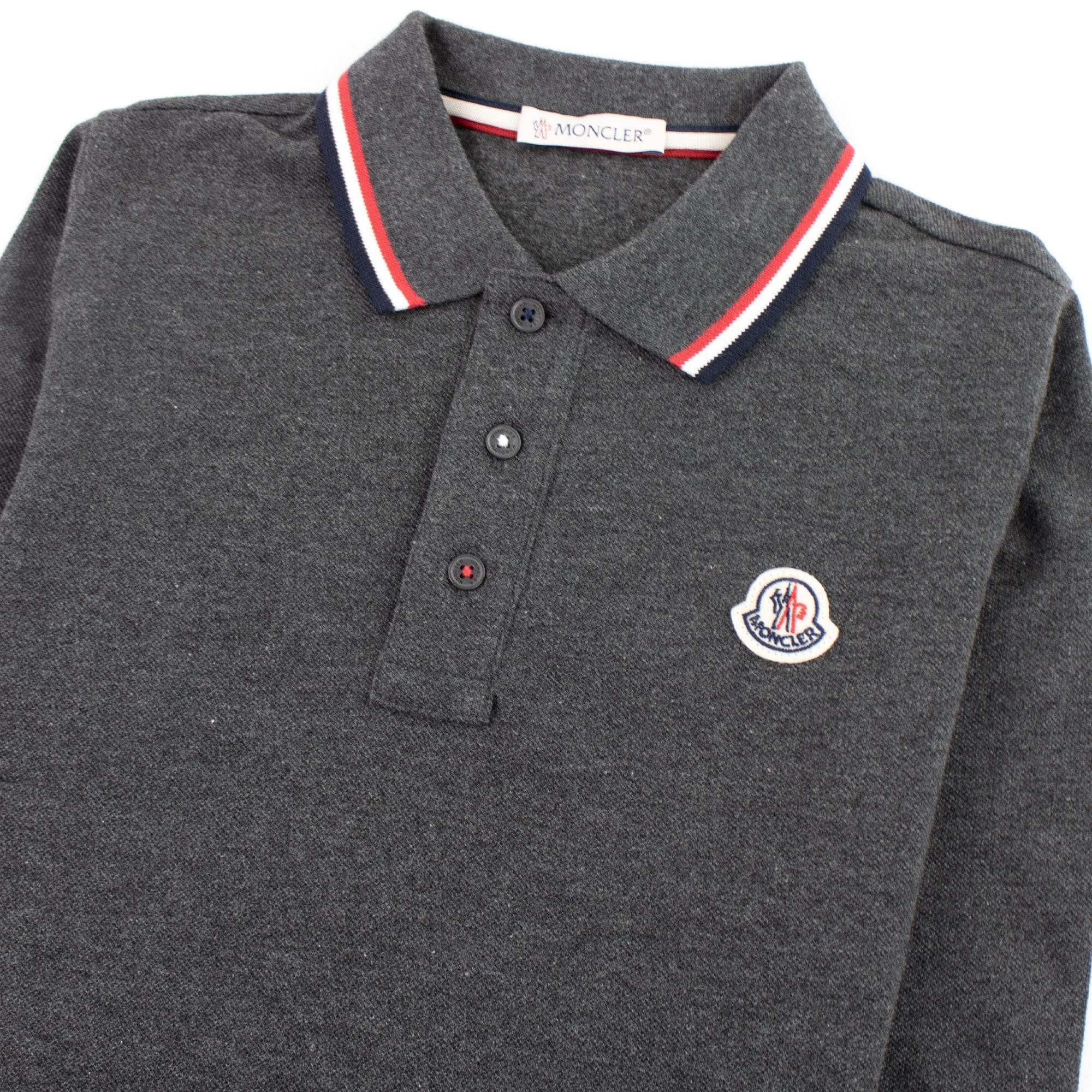 Moncler Junior Long Sleeve Polo Grey